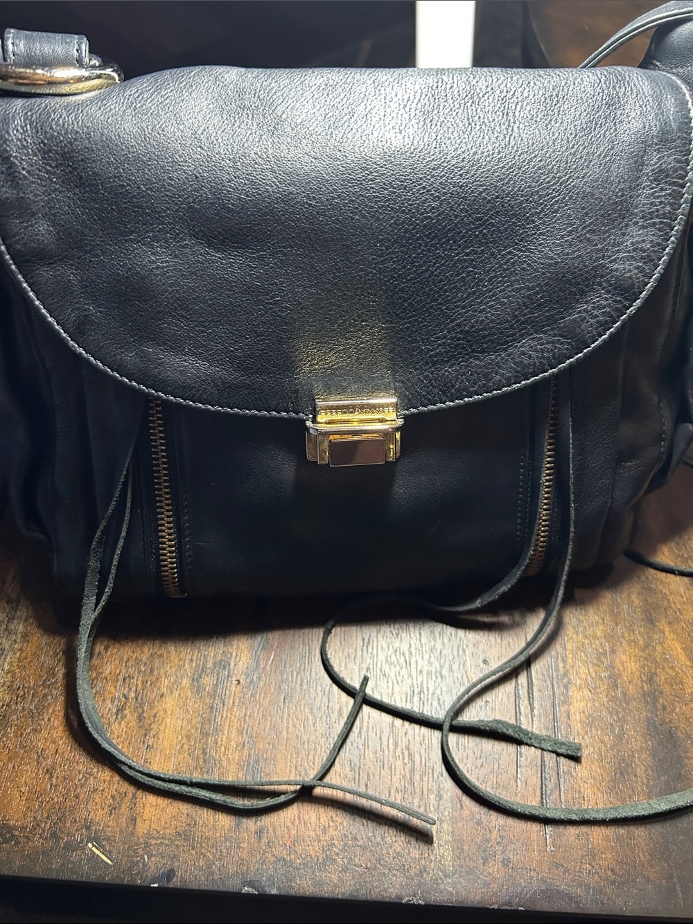 Rebecca Minkoff - Black Leather Women's Crossbody Bag with Gold Hardware